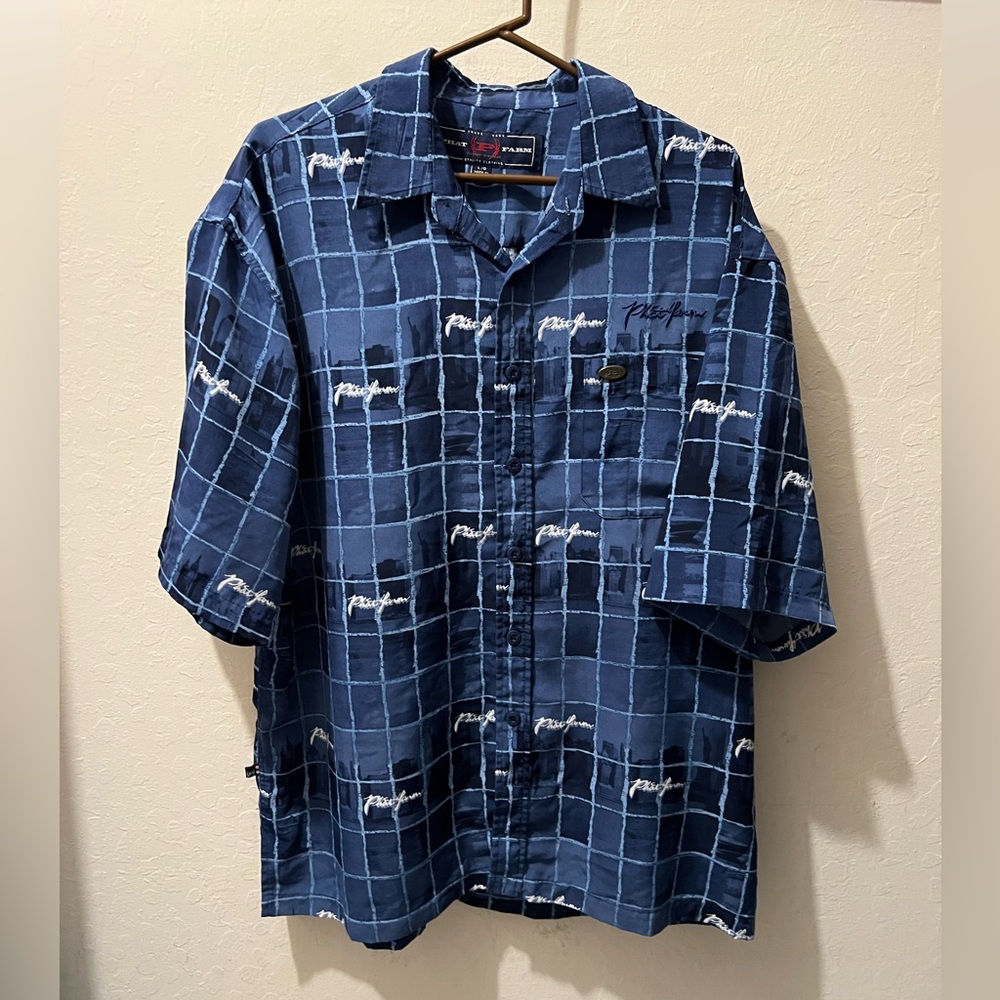 Phat Farm Navy Checkered Shirt